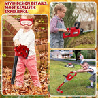 3 Pcs Toy Gardening Tool Set for Kids Toy Leaf Blower Weed Trimmer Hedge Trimmer Pretend Play Set with Lights and Sounds Birthday for Boys Girls