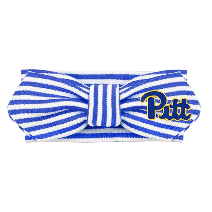 Creative Knitwear Pitt Panthers Infant Girls Royal/White Striped Hair Knot Headband Embroidered Logo - Size Newborn - 4T