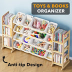 SpaceAid Toy Storage Organizer with 6 Shelves and 16 Bins, Toy Organizers Storage Bookshelf, Kids Bin Shelf Toys Box Bookcase for Bedroom Playroom Organization Room Decor, White