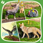 Toymany 14PCS Mini North American Forest Animals Figurines, Realistic Jungle Animal Toys Includes Elk Pronghorn Jaguar Gey Fox for Kids Adults Toddlers