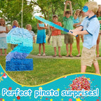 Sratte Number 1 2 3 4 5 6 7 8 9 Piñata with Stick Blindfold Confetti, Gradient Blue Piñata for Kids Boys Girls Birthday Party Anniversary Decorations Supplies(Number 2)