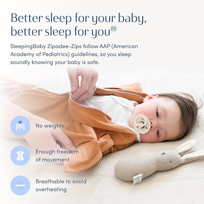 SleepingBaby Zipadee-Zip Transition Swaddle - Cozy Baby Swaddle Blanket with Zipper Convenience - Roomy Wearable Blanket for Easy Diaper Changes - Spice, X-Small (3-6 Month)