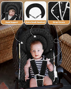 Infant Car Seat Insert with Removable Cushion for Baby Preemie Newborn Infant, Reversible carseat Insert Head Body Support Fits for Stroller, Baby Swing, Rocker, Bouncer, Bassinet - Black