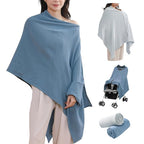 2-Pack Nursing Covers for Breastfeeding, 100% Organic Cotton Muslin Breastfeeding Cover, Multi-Use Nursing Scarf, Car Seat Canopy, Stroller Cover, Soft Breathable Baby Blanket Grey