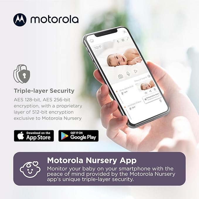 Motorola Nursery HD 1080p Baby Monitor with Camera and Audio, 2-Way Audio with Remote Pan/Tilt/Zoom, Temperature Sensor, Lullabies, Night Vision, PIP1010