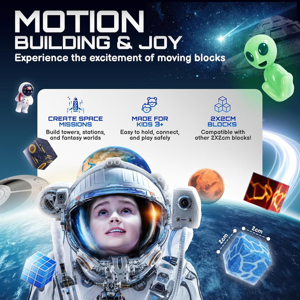 181 PCS Magnetic Blocks | Magnetic Building Blocks for Kids Age 3+ | Exclusive Magnetic Space Cubes with Custom LED | Magnet Blocks for Boys & Girls, STEM Sensory Educational Gift