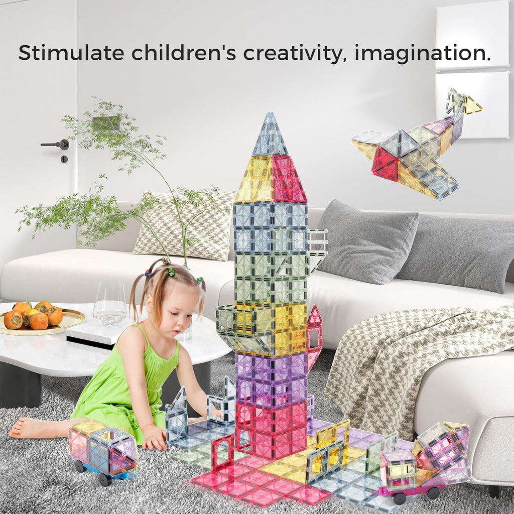 Magnetic Tiles 40pcs Morandi 3D Building Tiles Kids Toys for 3 4 5 6 7 8+ Years Old Boys Girls Magnet Toys STEM Educational Learning Magnet Toy Set