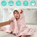 VOOVA & MOVAS 6 Pack 100% Cotton Baby Washcloths | 12x12 Inches | Highly Absorbent | Ultra-Soft Newborn Towels | Perfect Set | Jacquard Cherry & Ivory Colors