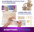 UGEARS Wooden Marble Run Stepped Hoist - Mechanical 3D Wooden Puzzles For Adults Kit, Fun DIY Model Kit Crafts for Adults - Unique Gift 3d Puzzle For Adults Marble Game for Hobby Enthusiasts - 355 Pcs