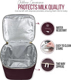 BreastMilk Cooler with Ice Packs and Tote Bags for Nursing, Large Capacity, Waterproof, Fits 9 Baby Bottles Up to 11 oz, Dark Brown