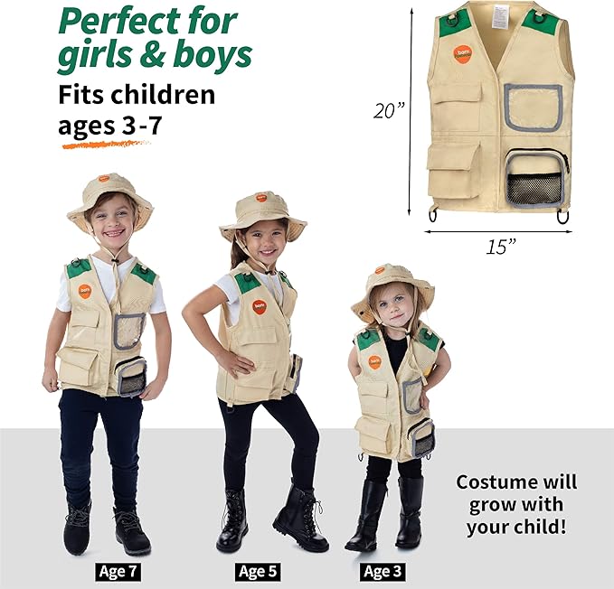 Born Toys Kids Costumes Set, 3-in-1 Dress Up & Pretend Play, Ages 3-7, Washable