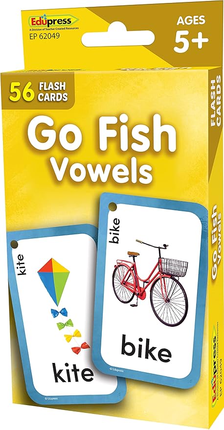 Teacher Created Resources Go Fish Vowels Flash Cards (EP62049), Medium