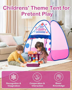 Kids Play Tent, Pop Up Play Tent Dessert Theme with Complete Toy Set, Play Toys Play Set for Kids Indoor Outdoor Pretend Play