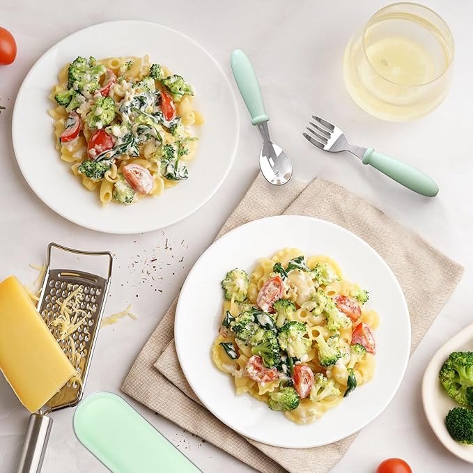 Toddler Utensils, Kids Stainless Steel Silverware Set, Toddler Forks and Spoons, Baby Utensils Set with Storage Box for Self Feeding Safe, Dishwasher Safe (2 Set with Case)