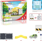 PicassoTiles Magnetic Tiles Race Car Track Kit Parking Garage Expansion Pack with 2 Cars Magnet Tile Building Blocks Educational Toy Learning Kit Pretend Play Construction Set Kids Child Ages 3+ PTR07