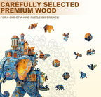 Jigfoxy Wooden Puzzles for Adults, Elephant House Wood Puzzles Adult, Unique Animal Shape Wooden Jigsaw Puzzles for Adults, Birthday Gifts for Puzzle Lovers, Family, Friend (S-8.5 * 7.4in-100pcs)