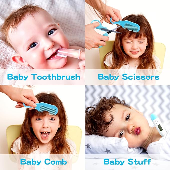 Baby Healthcare and Grooming Kit, Portable Baby Safety Care Set, Baby Essentials kit for Newborn (Blue 13 in 1)