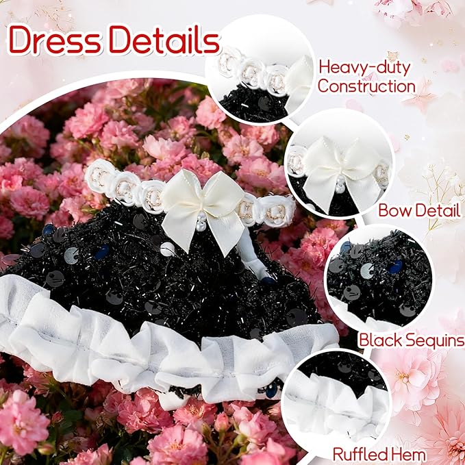 Labu-Clothes-bu Designer for 17cm Doll Clothes, 3-Piece Luxury Chic Labu-Outfits-bu with Velvet Hat/Fashion Dress/Classic Shoes