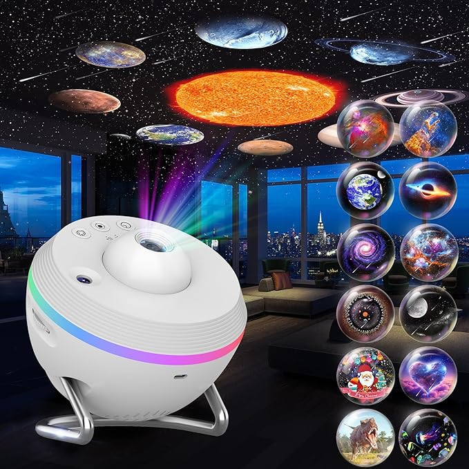Galaxy Projector, 13 in 1 HD Planetarium Galaxy Star Projector for Bedroom, Star Projector Galaxy Light with Timer, Meteor & RGB Lighting Effects, Galaxy Light Projector for Kids, Adults