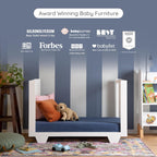 dadada Spirit 8 in 1 Convertible Crib to Toddler Bed & Floor Bed, Made in Italy, Greenguard Gold Certified, Adjustable Mattress Heights (White)