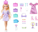 Barbie Dream GET Ready Malibu” Fashion Doll with Stylized Hair, Including Surprise Hair Accessories & 15+ Looks