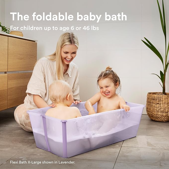 Stokke Flexi Bath X-Large, Soft Mint - 31.5 x 15.7 x 9.4 in - Best for Infants & Toddlers - Lightweight, Foldable & Easy to Store - Convenient to Use at Home or Traveling