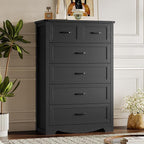 Tall 6-Drawer Dresser for Bedroom, Modern Wooden Chest of Drawers with Metal Handles, Anti-Tipping Design, Sturdy and Stable Storage Organizer for Living Room, Entryway, Home Office, Standard