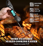 DOQAUS Digital Meat Thermometer, Instant Read Food Thermometers for Cooking, Kitchen Probe with Backlit & Reversible Display, Wide Temperature Range for Turkey, Grill, BBQ, Baking, Bread, Sourdough