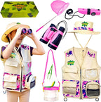 Bug Hunting Kit, Pink Safari Vest, Hat, Binoculars, Lg. Butterfly Net, Bug Container, Whistle, Flashlight, Magnifier, Thermostat, Compass, Age 3+