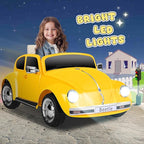 12V Kids Electric Car, Power Wheels with Remote Control, Ride on Car Toys with LED Light, 3 Speeds, Music, Yellow