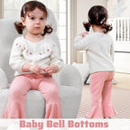 2 Pack Toddler Baby Girl Pants Flare Leggings Ribbed Knit Newborn Bell Bottoms Solid Ruffle Infant Pants for Girls