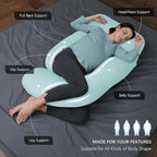 MOON PARK Pregnancy Pillows for Sleeping - U Shaped Full Body Maternity Pillow with Removable Cover - Support for Back, Legs, Belly, HIPS - 65 Inch - Ice Blue - Cooling Cover