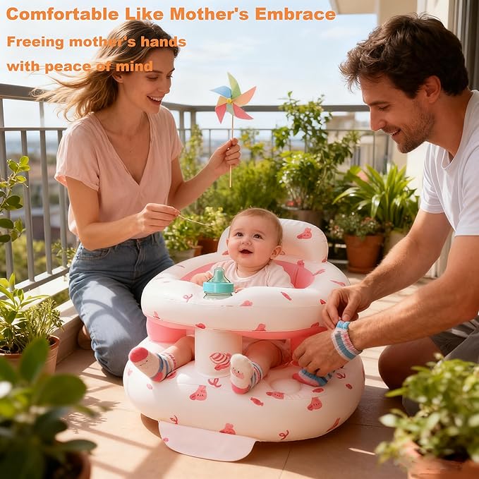 Thickened Inflatable Baby Seat, Sit Me Up Floor Seat for Babies 3-36 Months with Tray, Sitting Support Infant Chair, Built in Air Pump