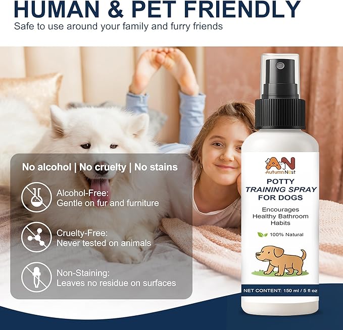 Potty Training Spray for Dogs – 5 fl oz /150ml Dog Pee Training Aid for Puppies & Adults Dogs– Helps Guide Dog to Pee Pads or Designated Areas – Safe Plant-Based Attractant for Indoor & Outdoor Use