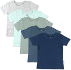 5-Pack Short Sleeve T-Shirts 100% Organic Cotton Baby, Toddler, Little Kid, Boy, Girl, Unisex