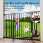 Cumbor 2 Pack 29.7-54.2" Baby Gate for Stairs, Mom's Choice Awards Winner-Auto Close Dog Gate for doorways, Easy Install Pressure Mounted Pet Gate Indoor, Walk Thru Wide Safety Gate for Dog, Black