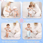 Baby Shower Stand, No-Assembly Baby Bath Stand with Enlarged Anti-Slip Base, Foldable Adjustable Toddler Shower Standing Support, Soporte para Bañera de Bebe, Ideal Gift for Infant 6–36 Months (Grey)