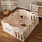 Momcozy Baby Play Mat for Floor, 50x50 Thickened Playpen Mat, Playmate for Baby Tummy Time, Waterproof & Non-Slip, Foldable Outdoor Mats with Carrying Handle, Leopard Heart