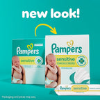 Pampers Baby Wipes Sensitive, Water Based Wipes, Hypoallergenic and Unscented Wipes, 192 Wipes Total (3 Refill Packs)