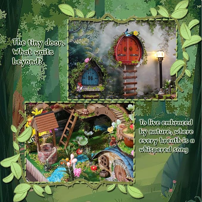 DIY Miniature House Kit, Forest Book Nook Kit with Music, 3D Wooden Puzzles for Adults, Dollhouse Kit with LED Light, Mini Building Kit, Craft Kit for Adults Teen to Build (Forest Garden)