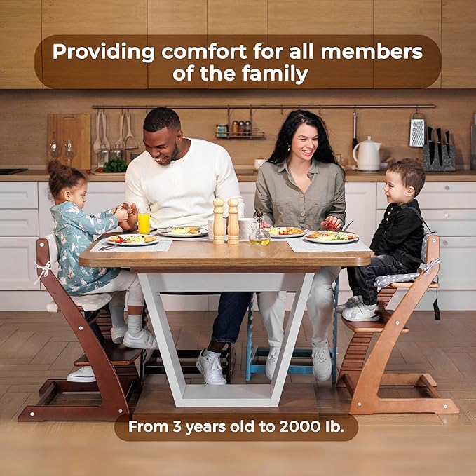 FORNEL Modern White Wooden High Chair | The Forever Chair That Grows from Toddler to Adult (200 lb) | Sleek, Easy-to-Clean Scandinavian Design