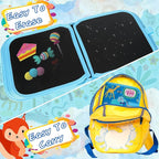 Erasable Doodle Set for Kids - Reusable Magic Drawing Book with 12 Watercolor Pens 14 Page Drawing, Road Trip Car Game Writing Painting Set for Boys and Girls (Zoo Blue)