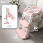 Jool Baby Potty Training Seat with 2 Step Ladder for Toddlers - Splash Guard, Adjustable Height (Pink)