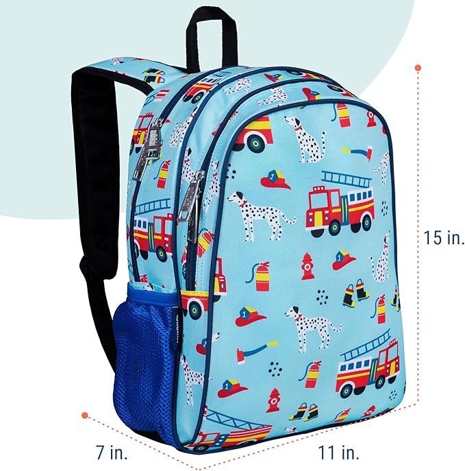 Wildkin 15-inch Kids Backpack – Durable, Padded, Adjustable for School & Travel - Firefighters