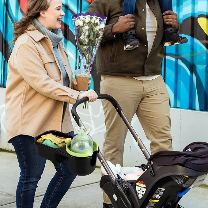 Accmor Stroller Cup Holder with Tray, Universal Cup Holder, Bike Bottle Holder, 361° Rotatable Large Caliber Drinks Holder for Stroller, Bike, Wheelchair, Walker