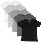 5-Pack Short Sleeve T-Shirts 100% Organic Cotton Baby, Toddler, Little Kid, Boy, Girl, Unisex