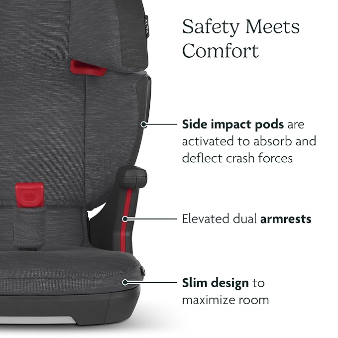 UPPAbaby Alta V2 High Back Booster Seat/Seven-Position, Active Support Headrest for Growing Children/SecureFit Integrated Belt Guide + Positioner/Cup Holder Included/Greyson (Grey Mélange)