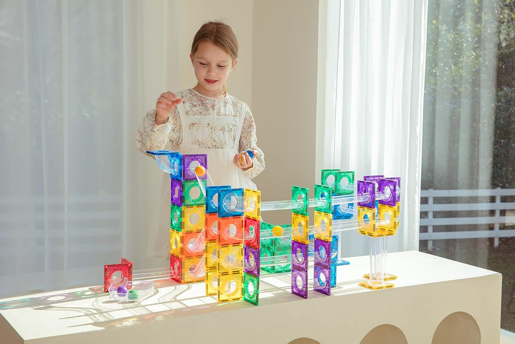 120PCS Premium MagneticTiles Marble Run, MagnetTiles, STEM AUTHENTICATED, Magnetic Blocks, Magnetic Building Blocks, Magnets for Kids, MagneticTile Toy, Boys Girls Age 3 4 5 6 7 8