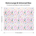 Rquite Muslin Car Seat Cover Baby, Carseat Covers Baby Girl Boy, Breathable Lightweight Infant Car Seat Cover, Baby Carrier Cover Car Seat Canopy Stroller Sun Shade for Summer & Hot Day, Universal Fit