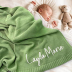 Personalized Baby Name Blanket, Custom Knit Blanket Embroidered with Name, 30x40in Custom Baby Gifts for Boys and Girls, Newborn for Boy/Girl